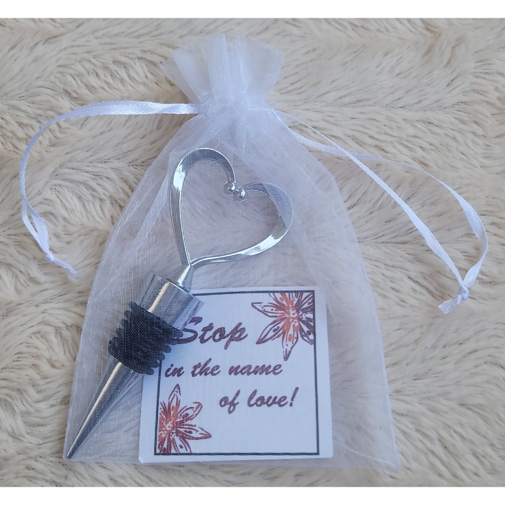 NEW silver heart wine stopper